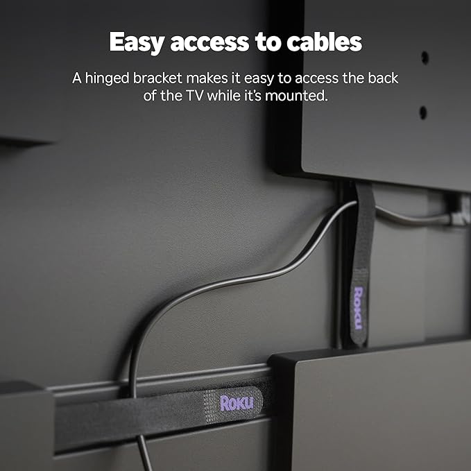 Roku Wall Mount Kit for 75-Inch Pro Series TV - Ultra-Slim with Minimalist, Flat Design - Hinged TV Mount and Kickstand for Easy Access to Cables