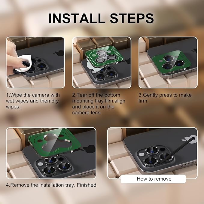Misea Compatible for iPhone 16 Pro/iPhone 16 Pro Max Camera Lens Protector, Ultra-HD Tempered Glass Camera Cover Screen Protector Metal Individual Ring Protector Decoration Accessories, Black