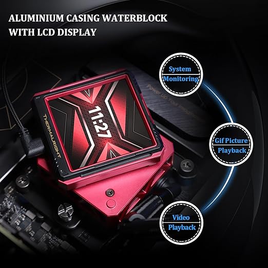 Thermalright FW360 Ultra ARGB Black CPU Water Cooler with 3 PWM Fans with 2000RPM,IPS LCD Screen with 480x480 Resolution,Liquid CPU Cooler for AM5;Intel LGA1700/1851,2.88-inch LCD Display