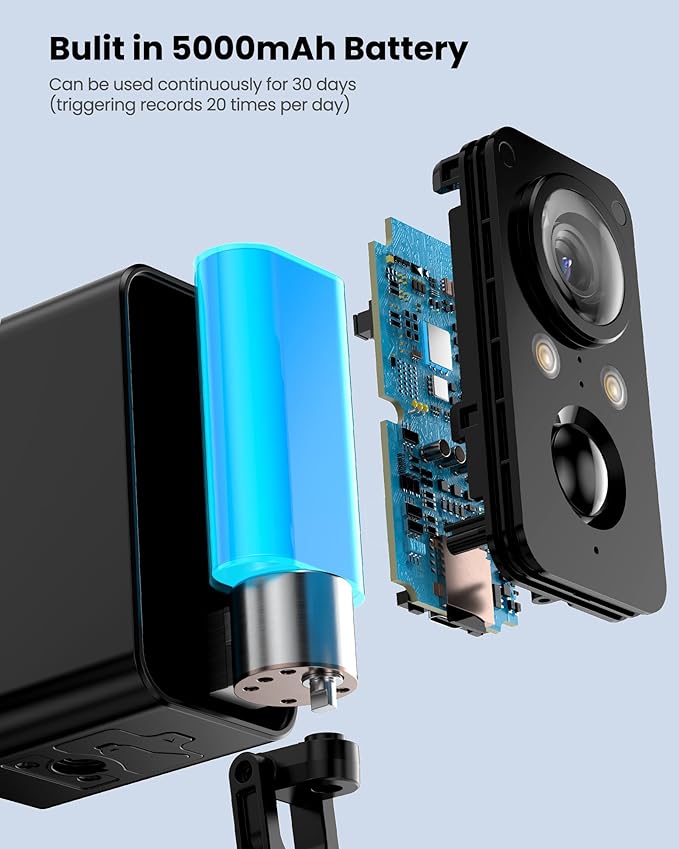 Security Cameras Wireless Outdoor Battery: 180° Horizontal Camera for Home Security Battery WiFi Outside Surveillance Camera CCTV Cam System with Color Night Vision Motion Sensor