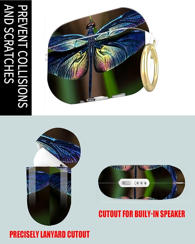Compatible with Airpod Pro 2nd/1st Generation,360° Full Protection Cover for Girl Women,Cute Accessories Hard Case Portable & Shockproof for Airpod Pro 2nd Charging Case 2023/2022/2019(Dragonfly)