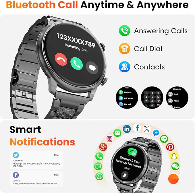 Hwagol Smart Watches for Women Android Phones iPhone Compatible(Bluetooth Call),1.39'' Round Fitness Tracker Heart Rate/SpO2/Sleep Monitor,100+Sport Modes Pedometer