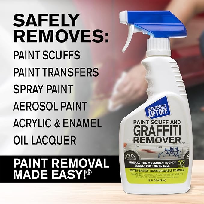 Motsenbocker's Lift Off 45406-3PK 16-Ounce Paint Scuff and Graffiti Remover Easily Removes Paint Scuffs, Spray Paint, Acrylic from Multiple Surfaces Vehicles, Brick, Boats, Concrete, Pack of 3 , white