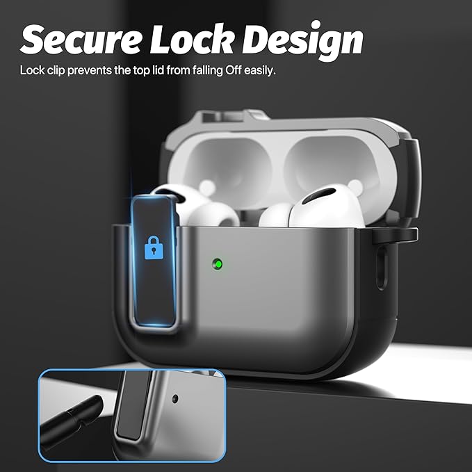 Valkit Compatible Airpods Pro 2nd/1st Generation Case with Cleaner Kit, Secure Lock Airpods Pro 2 Case Cover Magnetic Ready, Shockproof Protective Case for Airpods Pro 2nd/1st Gen(2023/2022/2019)