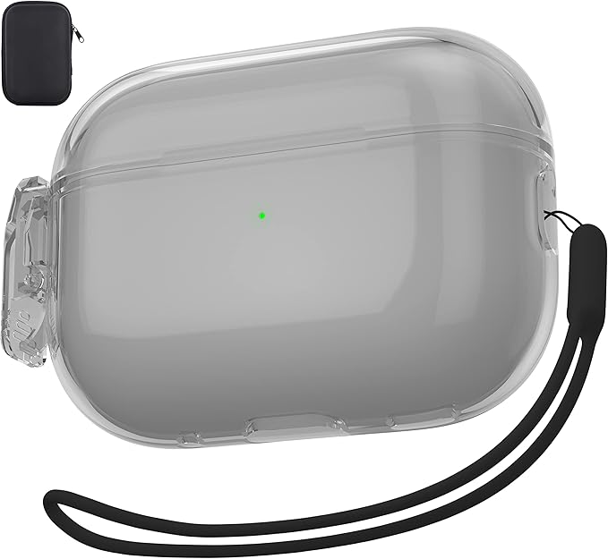 Valkit Compatible Airpods Pro 2 Case Clear with Lock, Shockproof AirPods Pro 2nd/1st Generation Case Soft Transparent Protective Cover with Lanyard iPods Pro 2 Skin for Airpods Pro 2nd/1st Gen