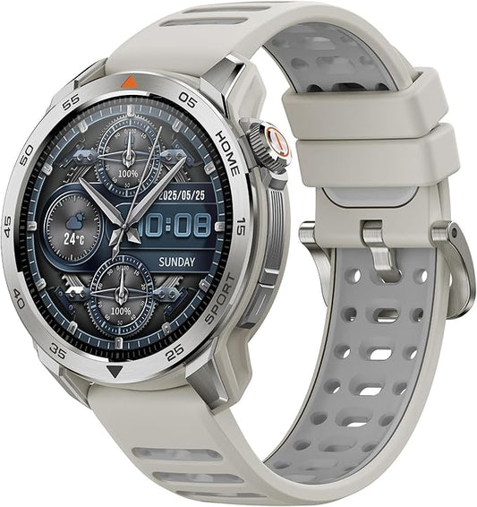 Mibro GS Pro2 Multisport Smart Watch with 1.43" AMOLED, Support 20-Day Battery, Dual Band GPS, 5ATM, 150+ Sport Modes, Running Watch for Cycling, Swimming, Padel (Light Beige)
