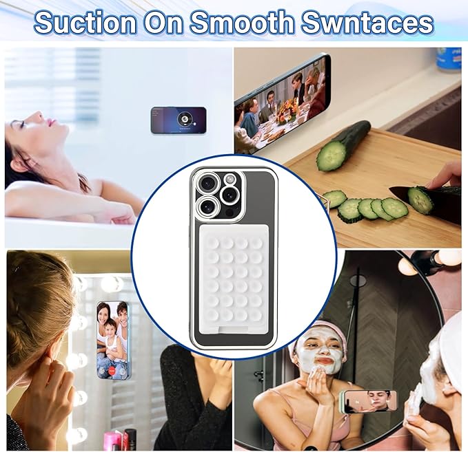 Magnetic Suction Phone Card Holder Mount for MagSafe Wallet, Compatible with iPhone MagSafe Phone Case, Hands-Free Mirror Shower Phone Holder Accessory for TikTok Videos and Selfies, Black