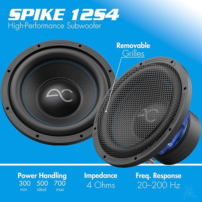 AudioControl Spike Series Car Audio 12" Subwoofer, Premium High-Fidelity, 500 Watt RMS/700 Watt Max, 4 Ohm