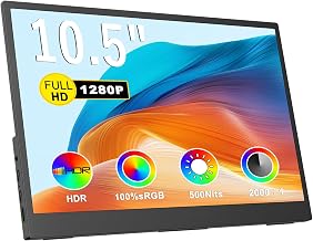 Topmonitor Small Portable Monitor 10.5" 500 Nits 2000:1 FHD 1280P IPS Screen, Ultra-Slim Mini Monitor w/Kickstand & Dual Speaker, USB C HDMI HDR Portable Gaming Monitor, Travel Monitors for Laptop PCs - Image 1