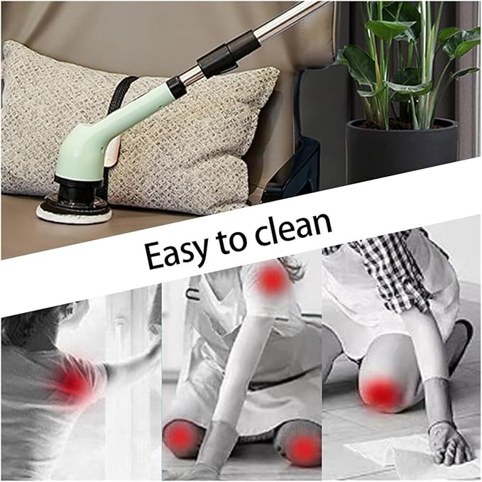 Electric Spin Scrubber, Multi-Purpose Cleaner,9 in 1 Electric Spin Scrubber,Cordless Cleaning Brush with 9 Replaceable Heads,Cordless Shower Scrubber,Adjustable and Detachable Handle(White)