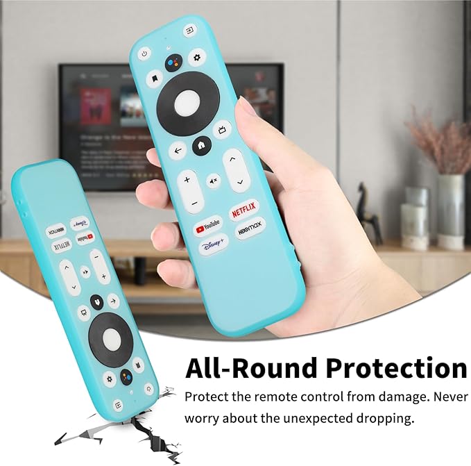 Silicone Remote Control Case Compatible with Onn 100024646 100026240 4K UHD Stick TV Box Remote Shockproof Protective Shell Cover with a Lanyard (Fluorescent Blue)