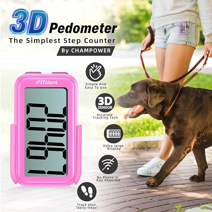Pedometer for Walking Steps and Miles, 3D Accurately Simple Pedometer, Step Counter for Kids Men Women Seniors, Step Tracker with Clip Lanyard