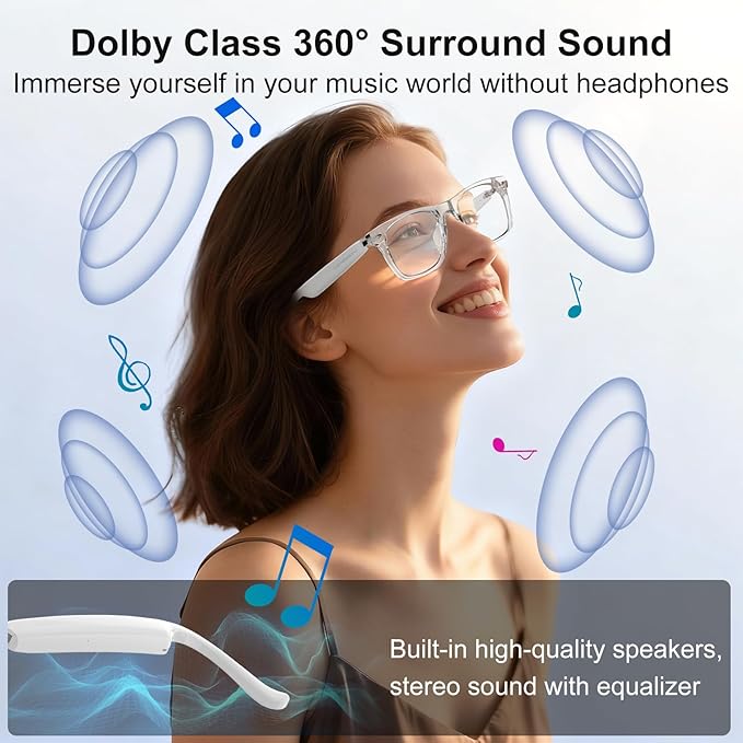 AI Smart Glasses for Men and Women with Chat GPT, Bluetooth Translation Glasses with 164 Languages and Color-Change Lens, Music Playback & Hands-Free Calls, UV & Blue Light Protection