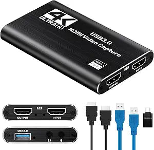 Papeaso USB 3.0 HDMI Capture Card, 2K30 FPS Capture with 4K Pass-Through