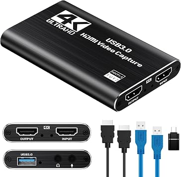 Papeaso USB 3.0 HDMI Capture Card, 2K30 FPS Capture with 4K Pass-Through