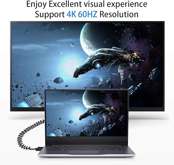 Duttek 4K Coiled HDMI Cable 1FT-4FT, Right Angled HDMI Male to Male Extender Cable for 3D and 4K Ultra HD TV Stick