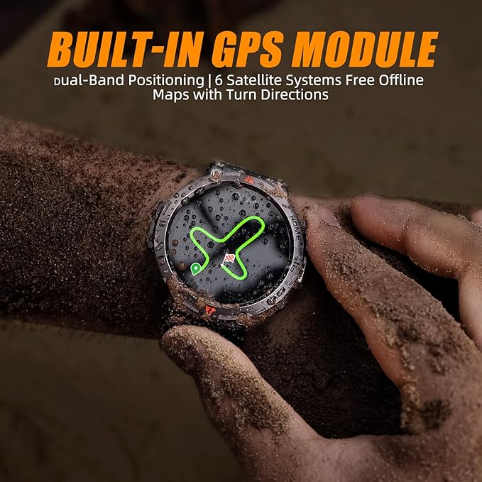 Military Smart Watches for Men Built-in GPS with LED Flashlight Compass, 3ATM Waterproof Rugged Tactical Smartwatch with Text and Call, 1.45" HD Fitness Tracker with HR SPO2 Monitor for iPhone Android