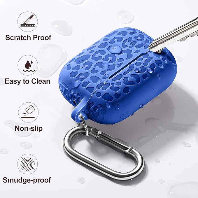 for Airpods Pro 2nd Generation Case, Leopard Engraved Soft Silicone Skin Cover Full Protective Case for AirPods Pro Case 2nd/Airpod Pro Case Cover,Front LED Visible