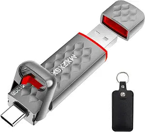 512GB External SSD Thumb Drive Up to 550MB/s USB Flash Drive,USB 3.2 + Type C, for iPhone 15/16/PS4/Android Phone/Tablet/Windows/Mac, Zinc Alloy Body