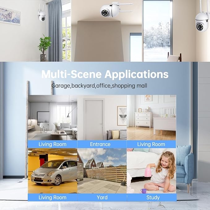 EVERSECU 1080P Outdoor WiFi PTZ Security Camera, 5G WiFi, Auto Tracking, 2 Way Audio, Spotlight Night Vision, Compatible with Alexa, SD Card & Cloud Storage, Support ONVIF&RTSP IP CCTV Camera(4pack)
