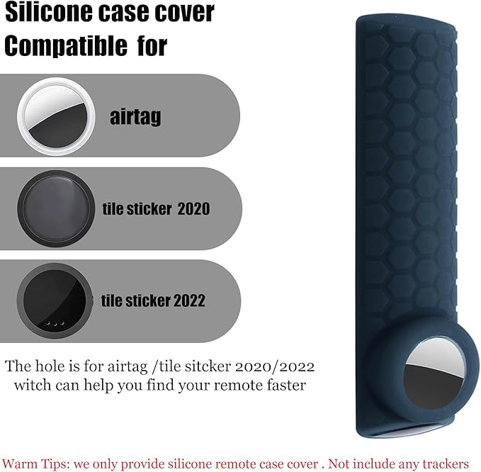TV 4-Series Cover with AirTag Holder for Toshiba/Insignia Omni Series, Compatible with NS-RCFNA-21 CT-RC1US-21 CT95018 Voice Remote Control,with Hole for Tile Sticker,Grey+Navy Blue