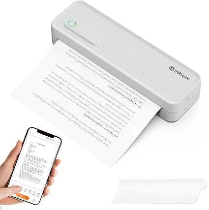 A41 Bluetooth Thermal Printer, Portable Inkless Printer for Travel Supports 8.5 x 11 Inch Paper, Small Mobile Printing Device Ideal for Office, School, Home