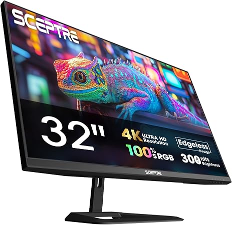 Sceptre 32-inch 4K UHD 3840 x 2160 Monitor 70Hz DisplayPort x2 HDMI x2 100% sRGB Build-in Speakers, Machine Black 2026 (U325W-UPT Series)