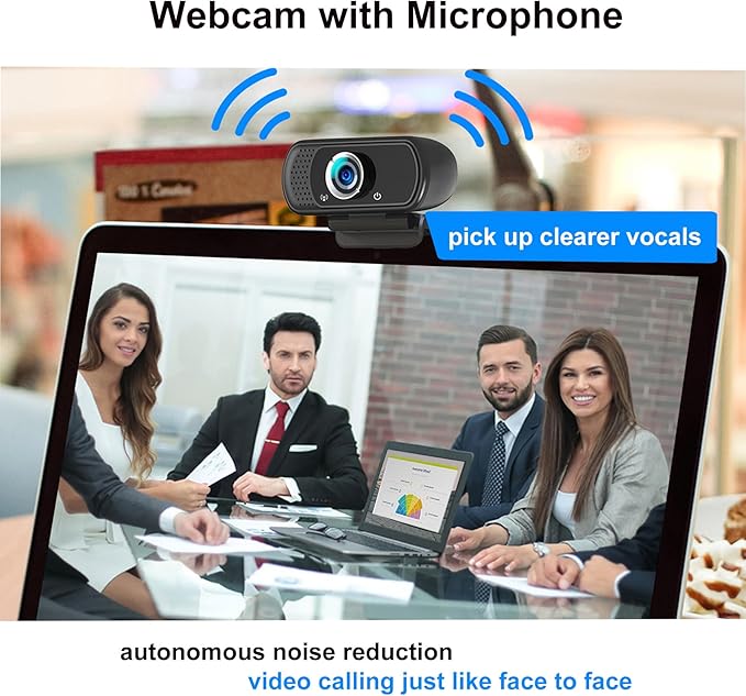 1080p Webcam with Microphone, USB PC Camera 110-Degree Wide Angle Webcam with Tripod/Privacy Cover,Plug and Play Web Camera for Desktop Computer Laptop mac Video Conferencing Streaming