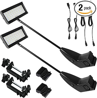 Trade Show Lights LED Display and Exhibit Arm Lighting, Connectable Tradeshow Lights Included Clamps, Mounting Brackets, Power Cables, Connect Cables (2pcs Black) (Black)