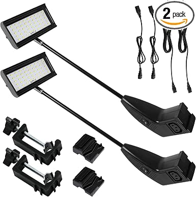 Trade Show Lights LED Display and Exhibit Arm Lighting, Connectable Tradeshow Lights Included Clamps, Mounting Brackets, Power Cables, Connect Cables (2pcs Black) (Black)
