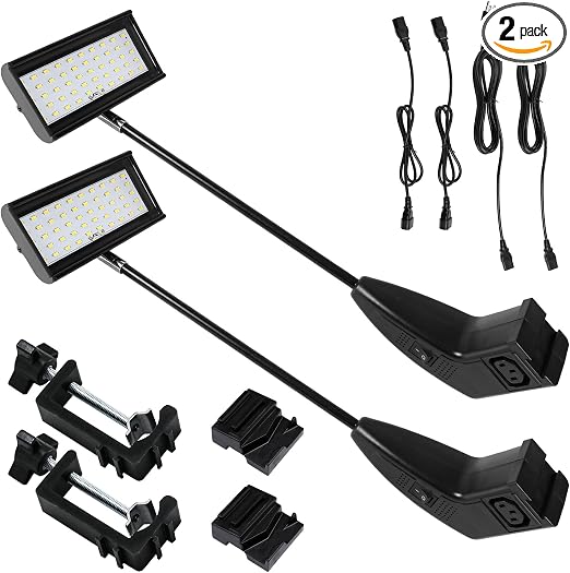 Trade Show Lights LED Display and Exhibit Arm Lighting, Connectable Tradeshow Lights Included Clamps, Mounting Brackets, Power Cables, Connect Cables (2pcs Black) (Black)