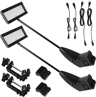 Trade Show Lights LED Display and Exhibit Arm Lighting, Connectable Tradeshow Lights Included Clamps, Mounting Brackets, Power Cables, Connect Cables (2pcs Black) (Black)