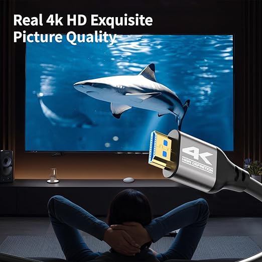 4k HDMI Cable 100 FT,High Speed HDMI 2.0 Cord, Support 4K@60Hz, ARC, HDR, 3D, Ethernet, Compatible with TV, Blu-Ray, PS4/5,Projector, Soundbar, Sky, PC, Laptop