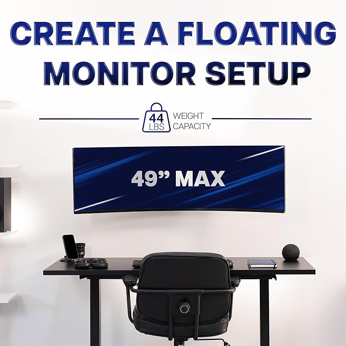 VIVO Telescoping Ultrawide Monitor Wall Mount, Fits up to 49 inch Ultra-wides, Holds 44 lbs, Adjustable Low Profile VESA Bracket, Black, Mount-VWLP2
