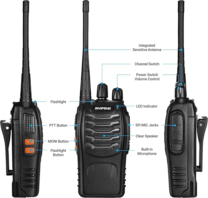 Baofeng Walkie Talkies Two-Way Radios bf-888s for Adults Long Range Rechargeable Communicator Handheld Professional UHF Interphone 10 Pack Walky Talky Set with Earpiece,Li-ion Battery and Charger