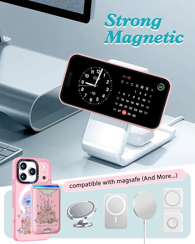 Toycamp for iPhone 17 Pro Max Case - Compatible with Magsafe Credit Card Holder Wallet Magnetic Cute Women Teen Girls Kawaii Girly Unique Castle Design Phone Cover for Apple 17 Promax