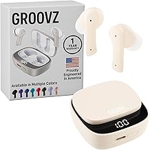 Groovz True Wireless Earbuds with Charging Case - Designed and Engineered in The USA - IPx4 Water Resistant Bluetooth Earbuds Compatible with Apple and Android - 27Hrs Battery Life - Ivory - Image 1