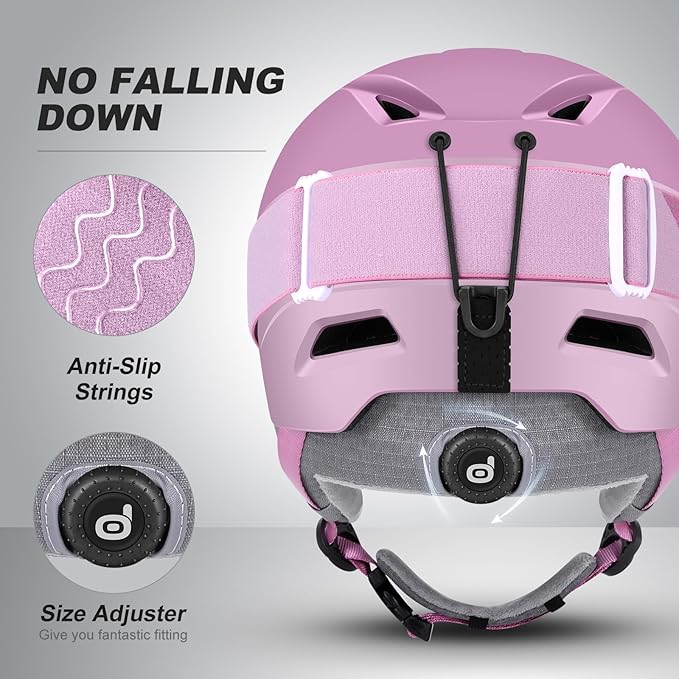 Odoland Ski Helmet, Snowboard Helmet with Ski Goggles for Adults and Youth, Audio Compatible, Shockproof, Windproof, Safety Snow Sports Helmet and Protective Glasses for Men Women