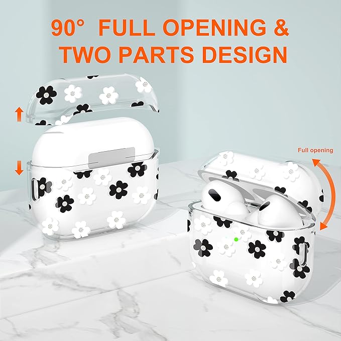 Maxjoy for AirPods Pro 2nd Generation Case, Clear AirPods Pro 2 Case for Women Girly Cute Protective AirPod Pro 2 Cover with Keychain Strap for AirPod Pro 2nd Gen Cover 2023/2022, Floral