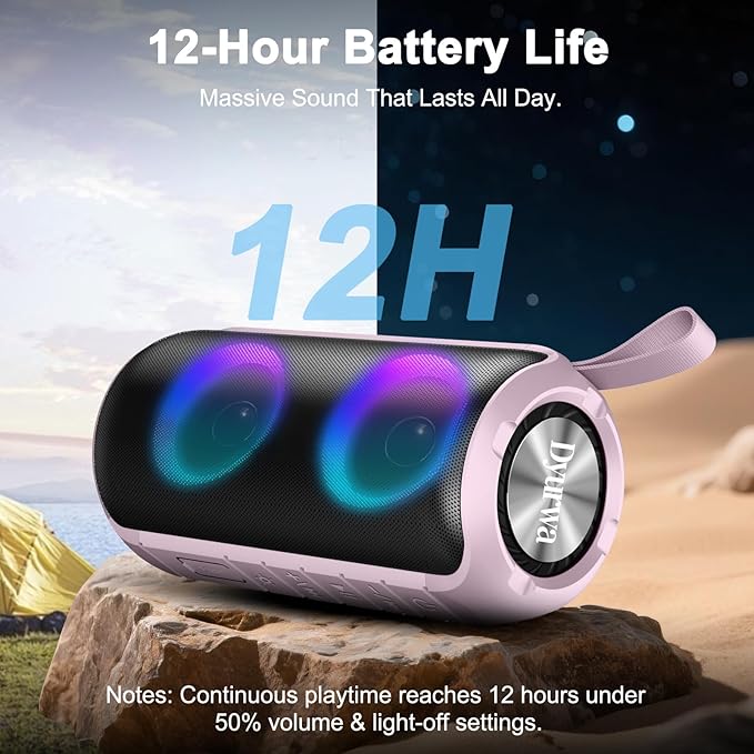 Bluetooth Speaker, 2026 NEW Portable Wireless Speaker, 24W Super Loud,TWS Pairing, Colorful RGB Lights, IPX7 Waterproof, 12H Playtime, HD Call for Outdoor/Home/Party/Beach, White Elephant Gift Pink