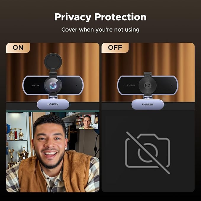 4K Ultra HD Webcam for PC and Mac with Autofocus Noise Canceling Microphone for Video Calls and Streaming