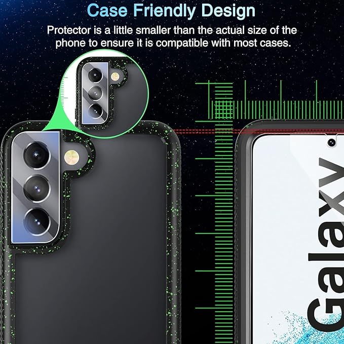 Milomdoi Designed for Samsung Galaxy S22 5G Screen Protector, 3 Pack Tempered Glass with 2 Pack Camera Lens Protector, Fingerprint suitable, Installation Frame, Case Friendly, Bubble Free, 5 Pack