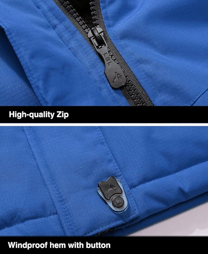 MAGCOMSEN Men's Winter Coats Water Resistant Ski Snow Jacket Warm Fleece Jacket Parka Raincoats With Hood Multi-Pockets