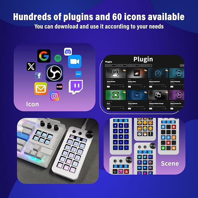 Macro Pad,Macro Shortcut Keyboard,With15 Customizable Macro Keys,Three Modes (Shortcut Keys,Calculator and Numeric Keypad),Work for OBS,PowerPoint,Photoshop and Adobe Premiere Pro(N1 White)