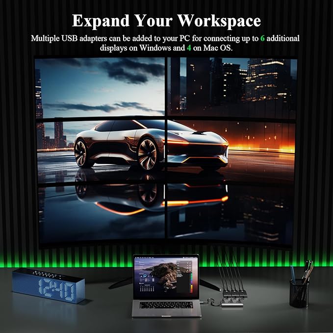 Minthouz 4K HDMI Splitter for Dual Monitors, DisplayLink Certified Dual Monitor Splitter, USB 3.1 to HDMI Adapter for Windows 10/11 & MacBook M1/M2/M3/M4, Support for Dell/HP/Lenovo/Surface Laptops