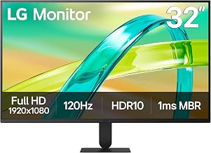 LG 32U401B-B 32-inch Full HD (1920 x 1080) Gaming Monitor, 120Hz, HDR10, Switch, Reader Mode, Flicker Safe, HDMI, Tilt Stand, Black - Image 1