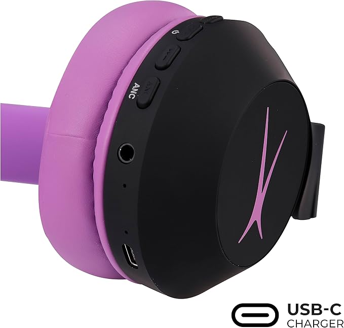 Altec Lansing Kid Safe Noise Cancelling Wireless Headphones 15H Battery, 85dB Volume Limit, Foldable Design Powerful Sound, Active Noise Cancellation Perfect for Kids Ages 7+