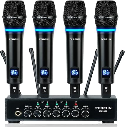 4 Channel Rechargeable Wireless Microphone System(MU-898)