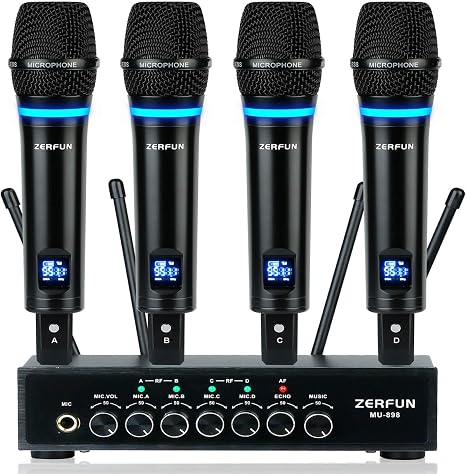 4 Channel Rechargeable Wireless Microphone System(MU-898)