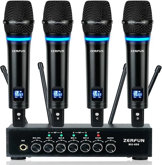 4 Channel Rechargeable Wireless Microphone System(MU-898)